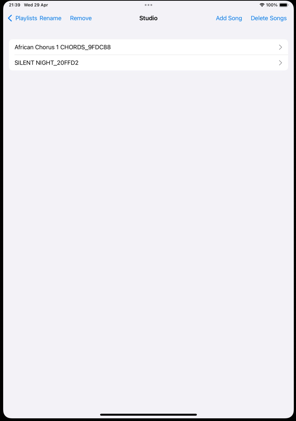 MusDis Playlist Screen