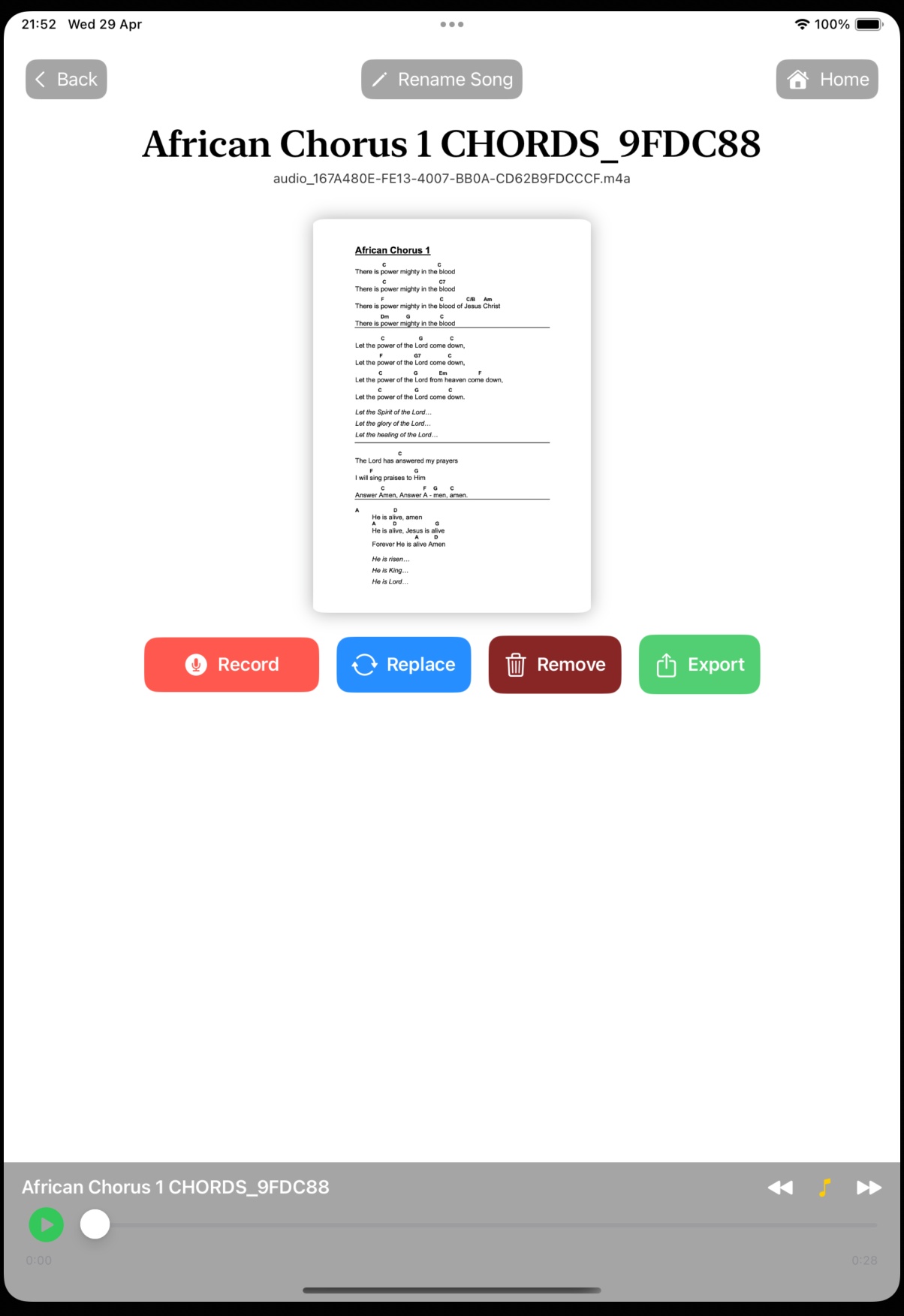 MusDis Recorder Screen